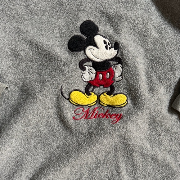Disney Vintage Mickey Mouse Gray Crewneck Fleece Sweatshirt - Picture 2 of 9